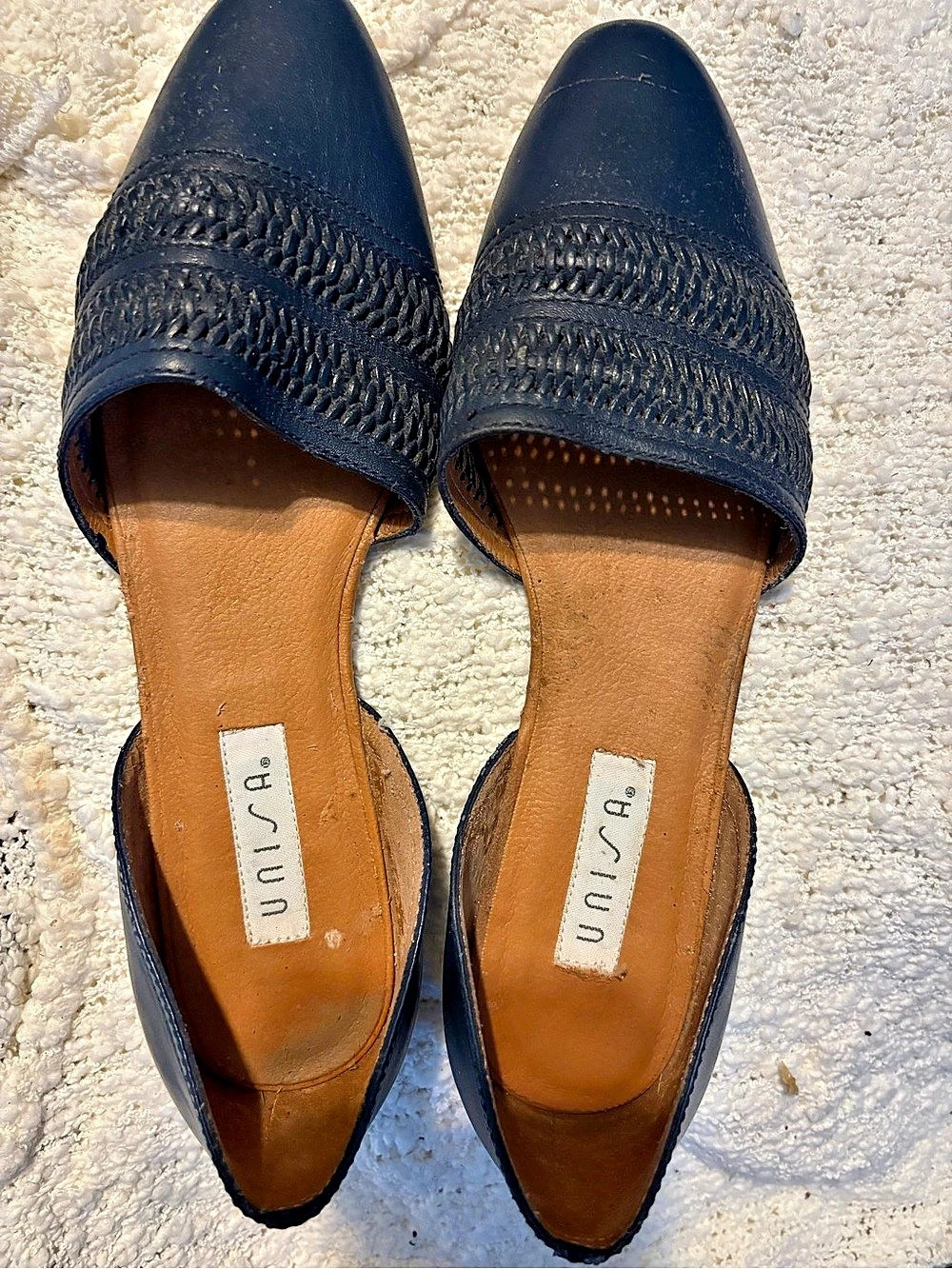 Unisa Blue Woven Pointed-Toe Flats